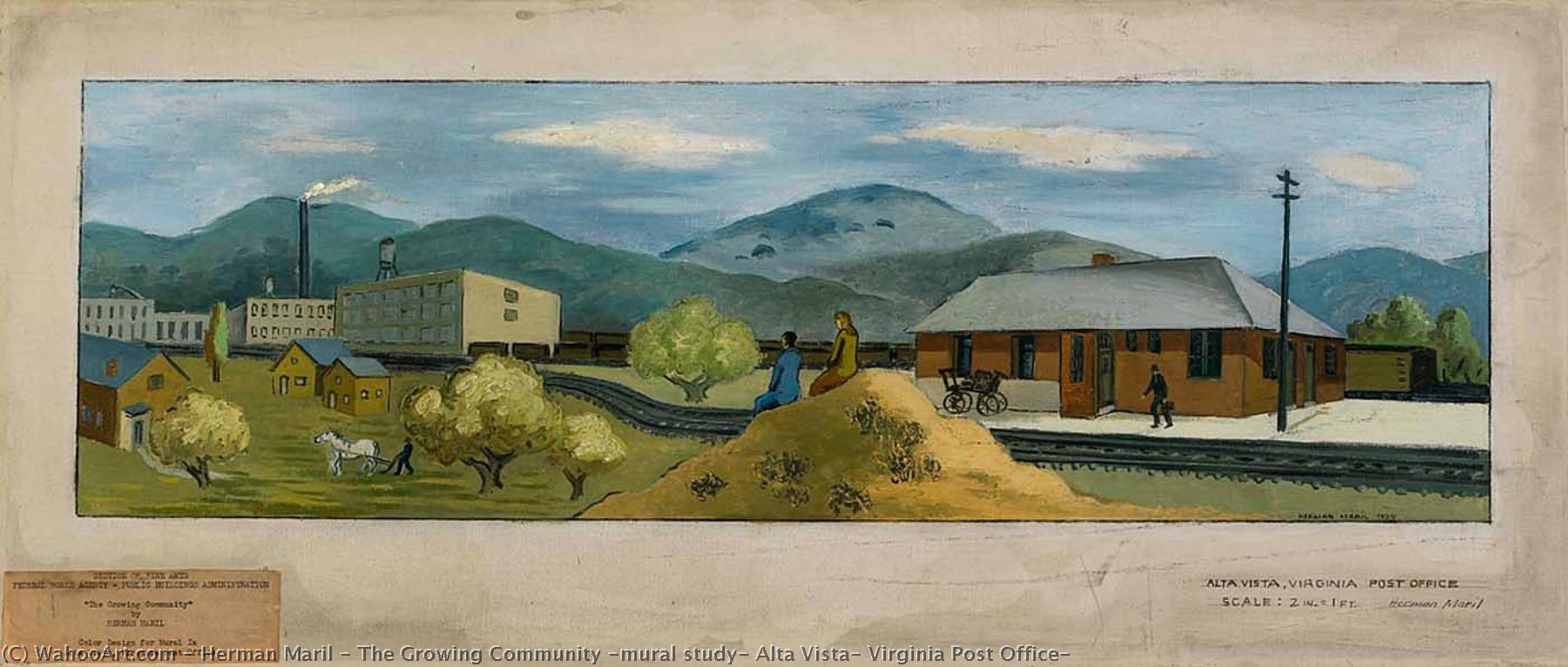 The Growing Community (mural Study, Alta Vista, Virginia Post Office) — Herman Maril
