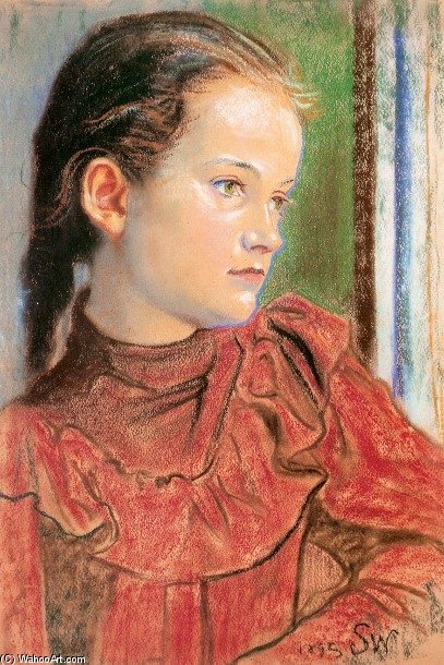 Portrait Of A Girl In A Red Dress — Stanislaw Wyspianski