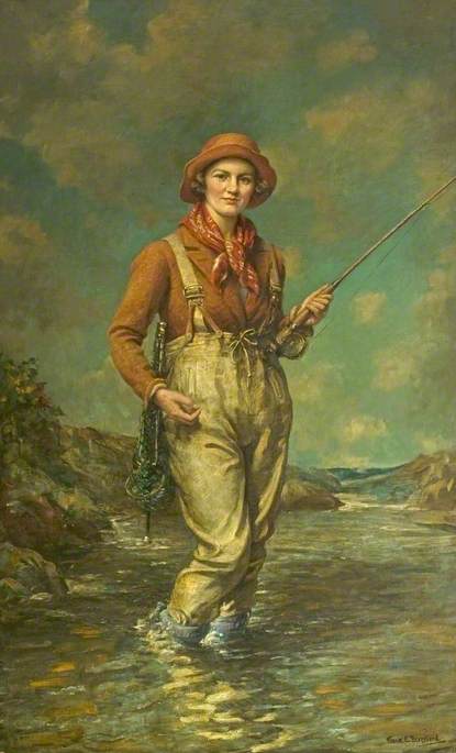 Trouting Portrait Of Mrs George Strutt Of Brailsford Hall, Derbyshire — Frank Ernest Beresford