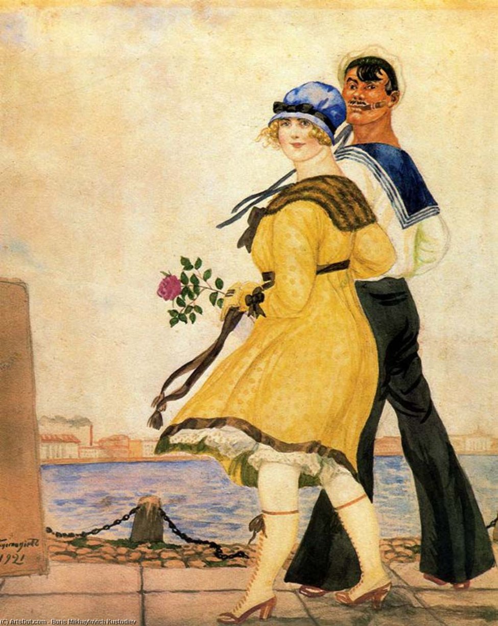 A Sailor And His Sweetheart — Boris Mikhailovich Kustodiev