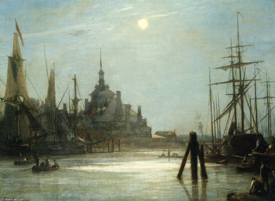 The Hoofdpoort In Rotterdam, The Effect Of The Moon — Johan Barthold Jongkind