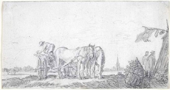 Cart And Horses In Landscape — Jan Josephszoon Van Goyen