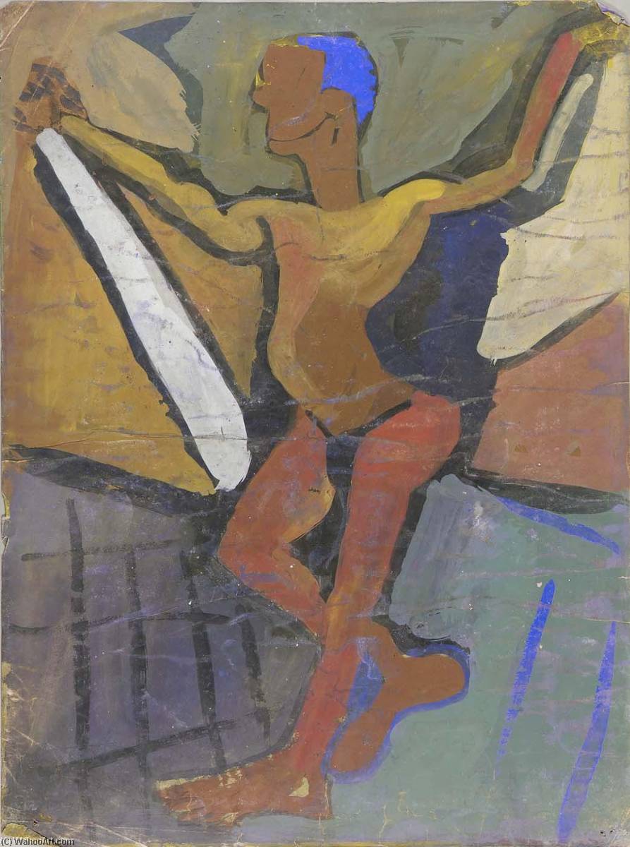 Standing Male Model With Blue Hair — William H. Johnson