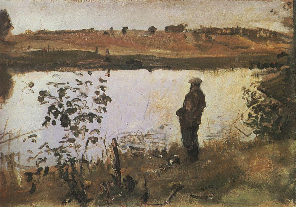 Artist K. Korovin On The River Bank — Valentin Alexandrovich Serov
