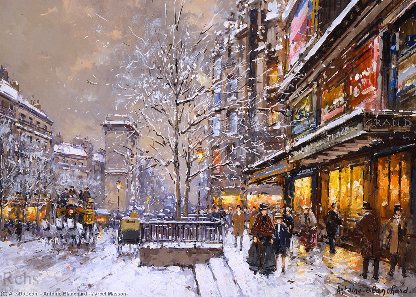 Grands Boulevard Et Porte St. Denis, Sous La Neige — Antoine Blanchard