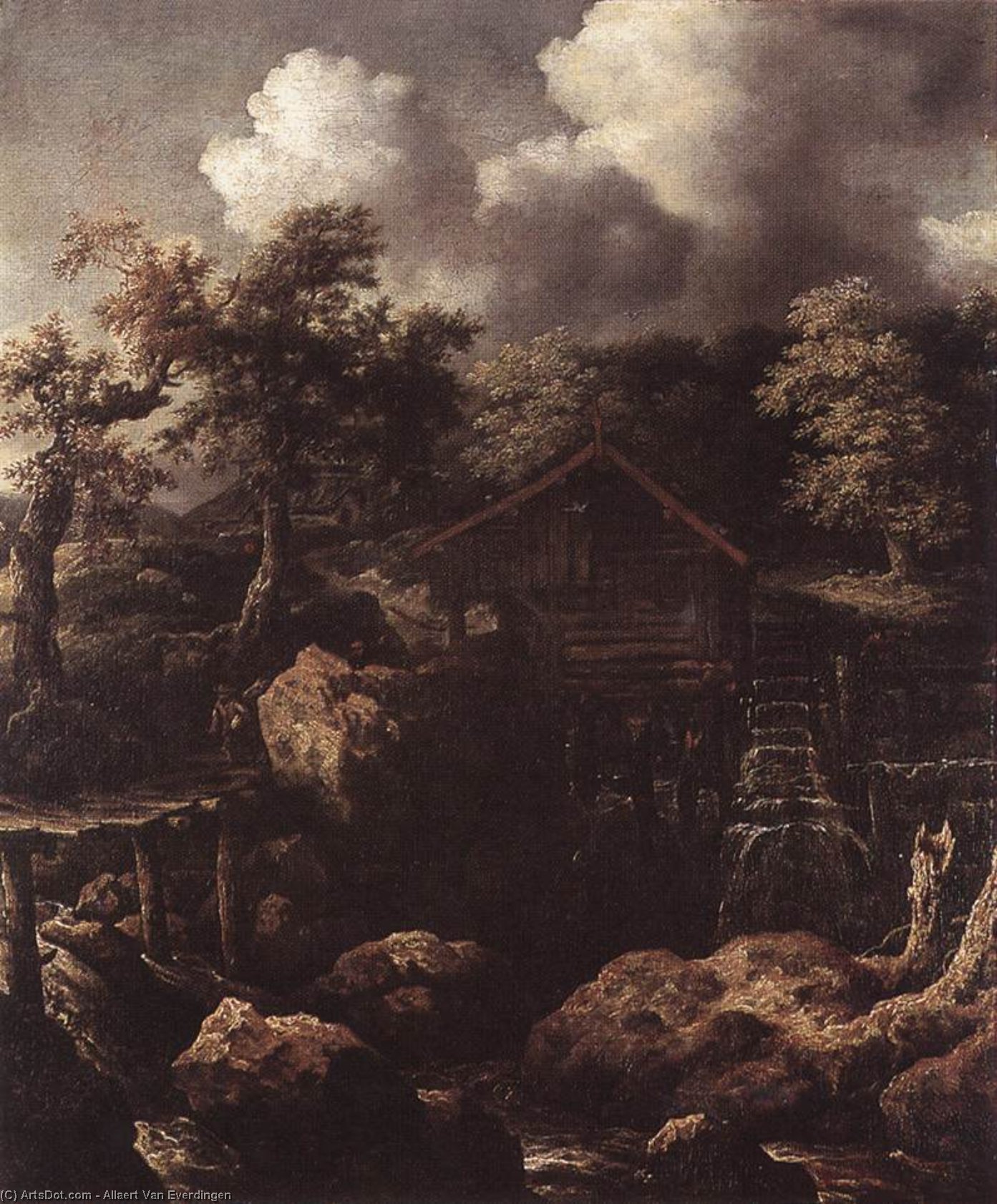 Forest Scene With Water-mill — Allaert Van Everdingen
