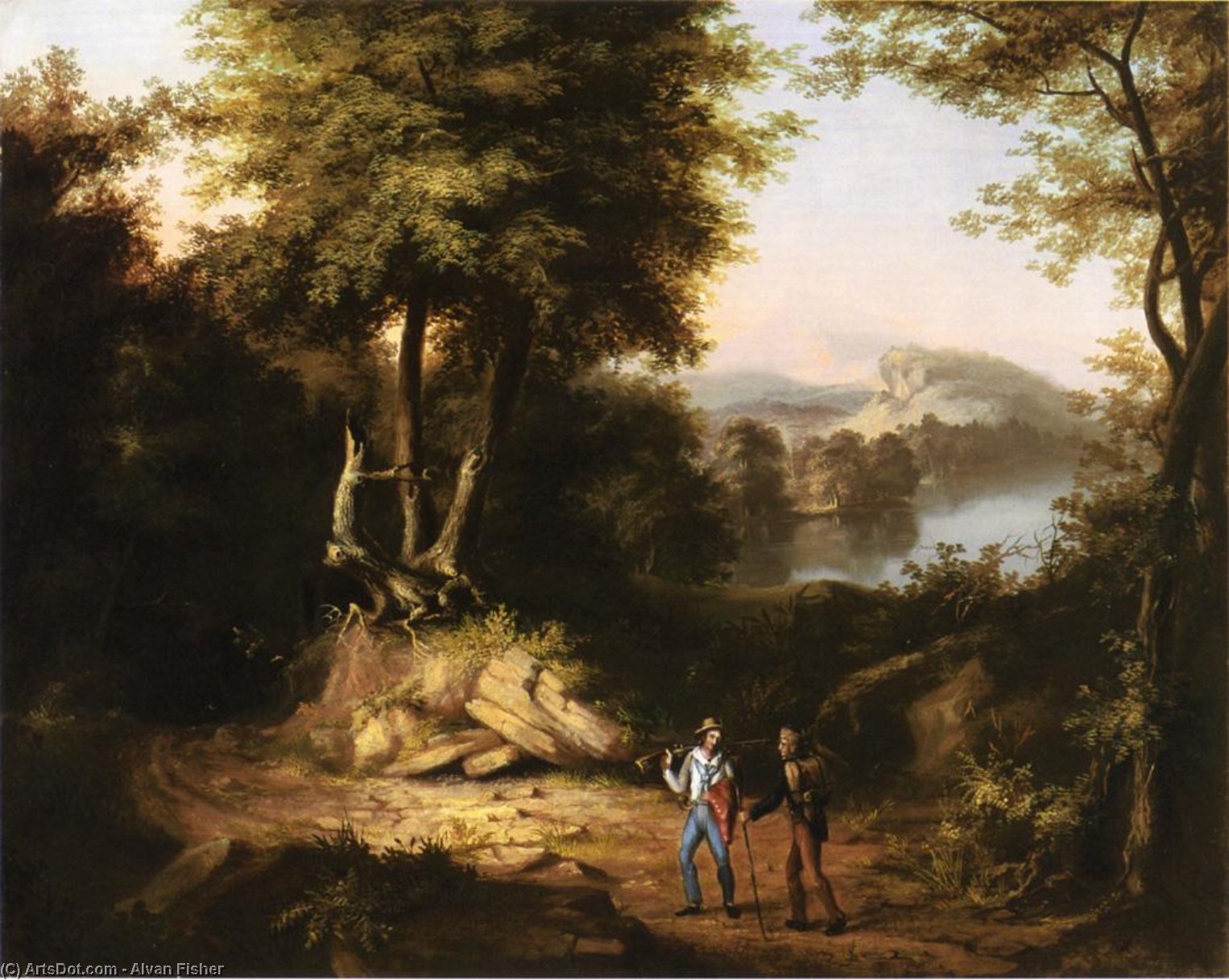 Hunters In A Landscape — Alvan Fisher