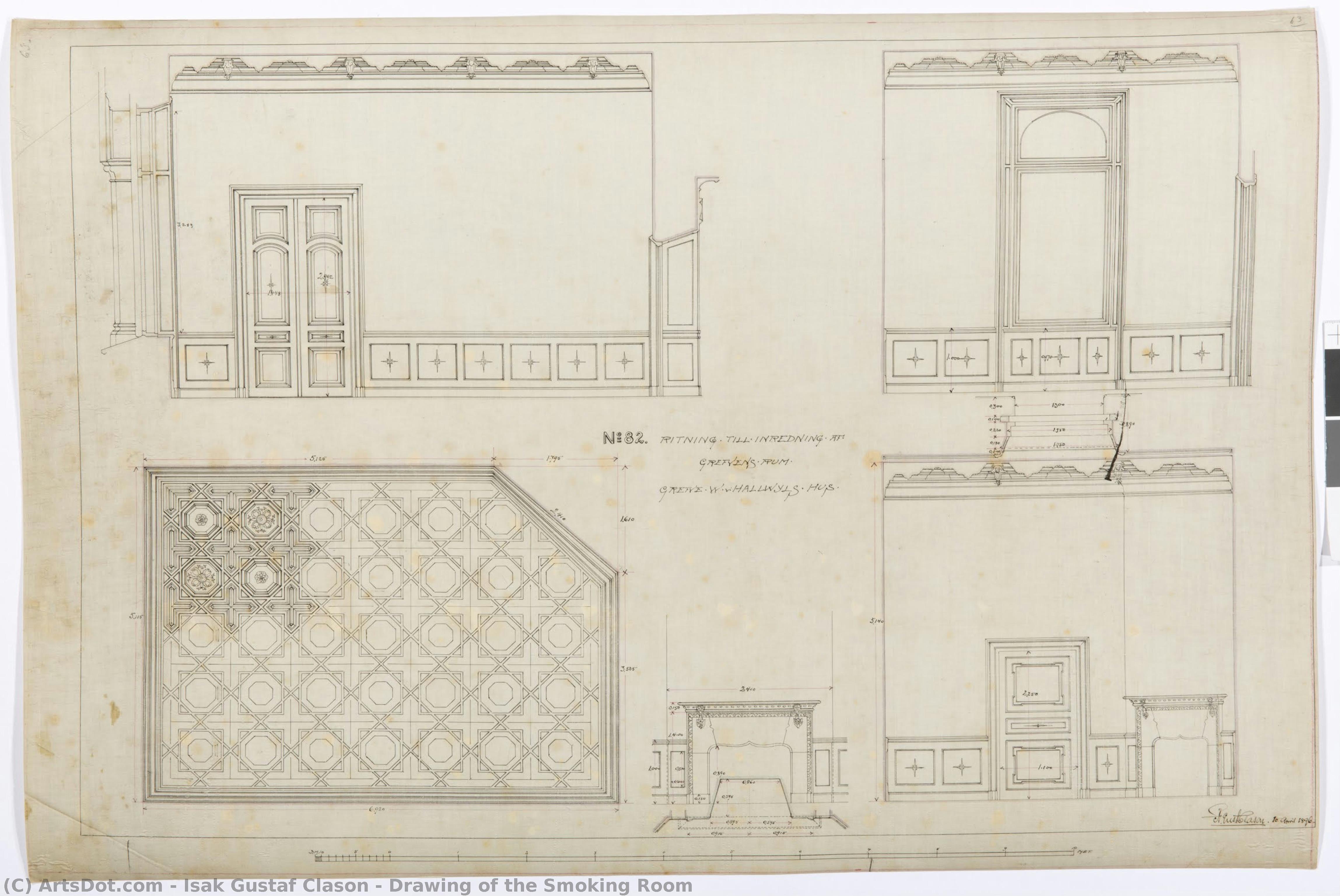 Drawing Of The Smoking Room — Isak Gustaf Clason