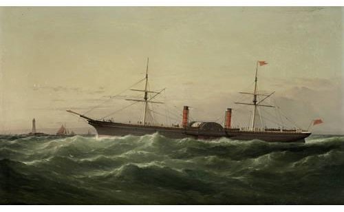 The Cunarder Scotia Outward Bound For New York And Passing The Tuskar Rock Off The South-eastern Tip Of Ireland — Samuel Walters