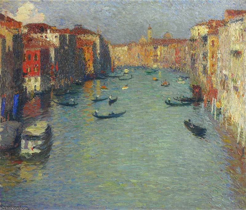Gondolas On The Grand Canal In Venice — Henri Jean Guillaume Martin