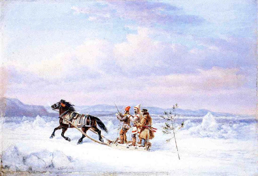 Huntsmen In Horsedrawn Sleigh — Cornelius David Krieghoff