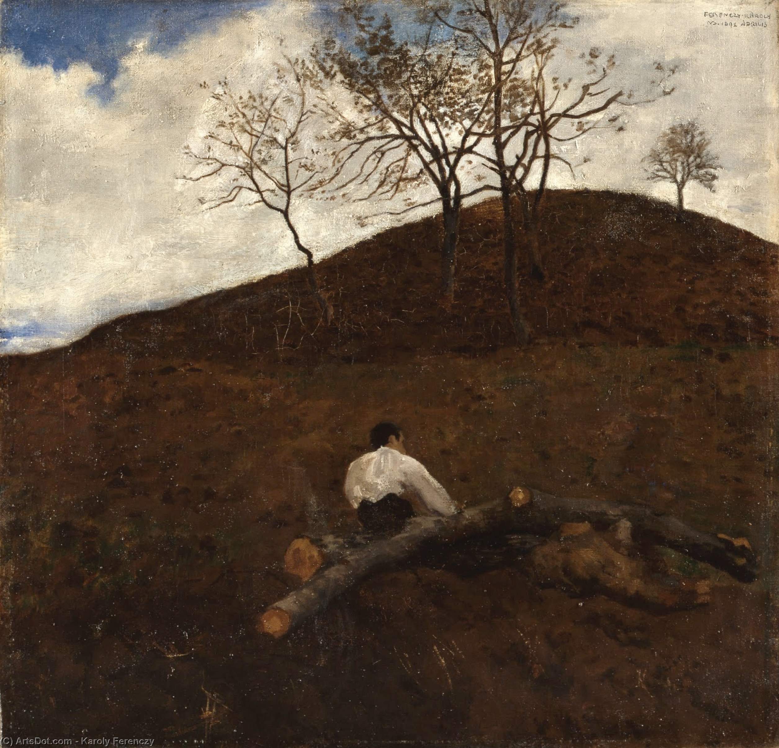 Landscape In Springtime With The Flower Hill — Кároly Ferenczy