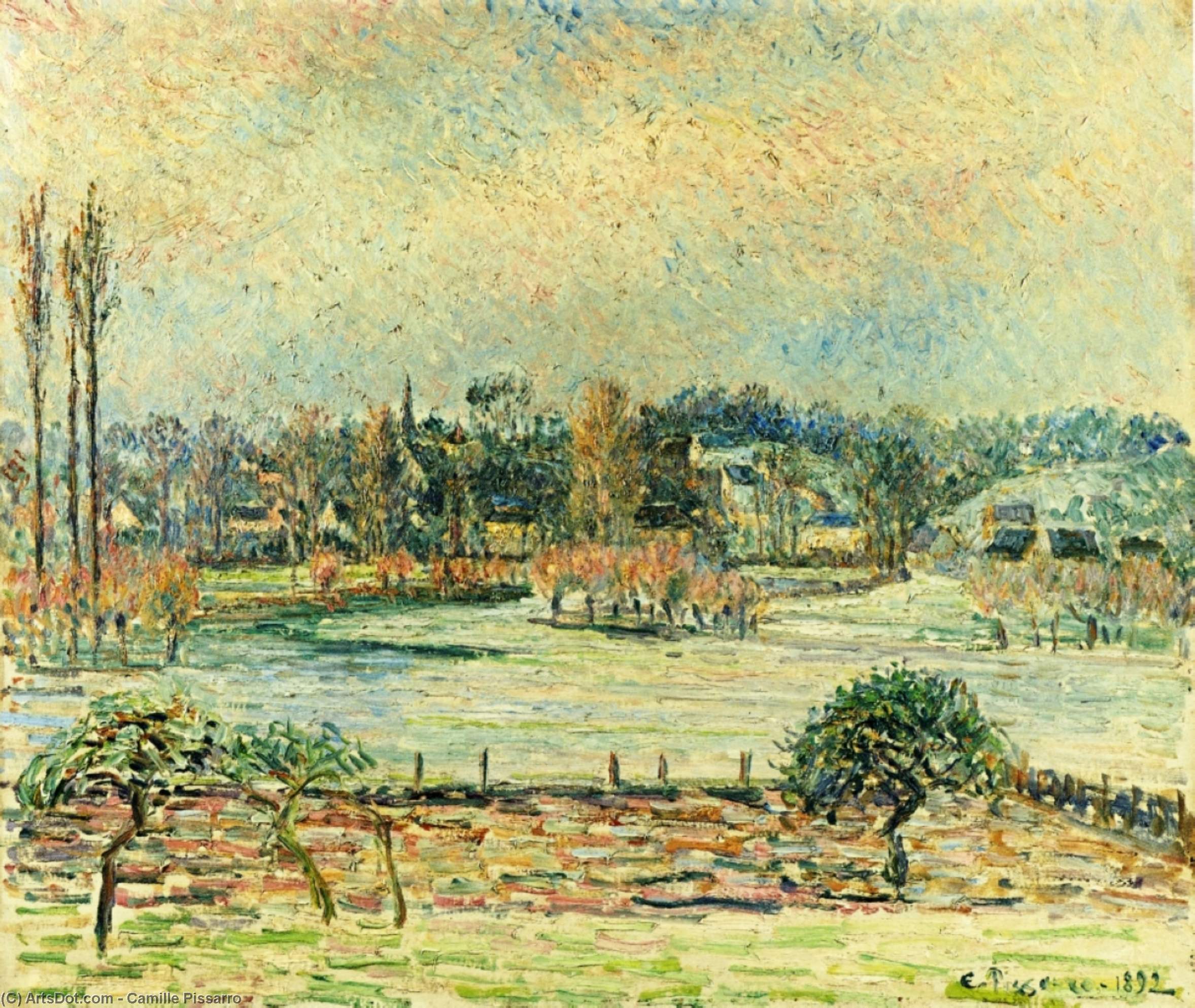 Vista De Bazincourt, Inundación, Efecto Matutino — Camille Pissarro