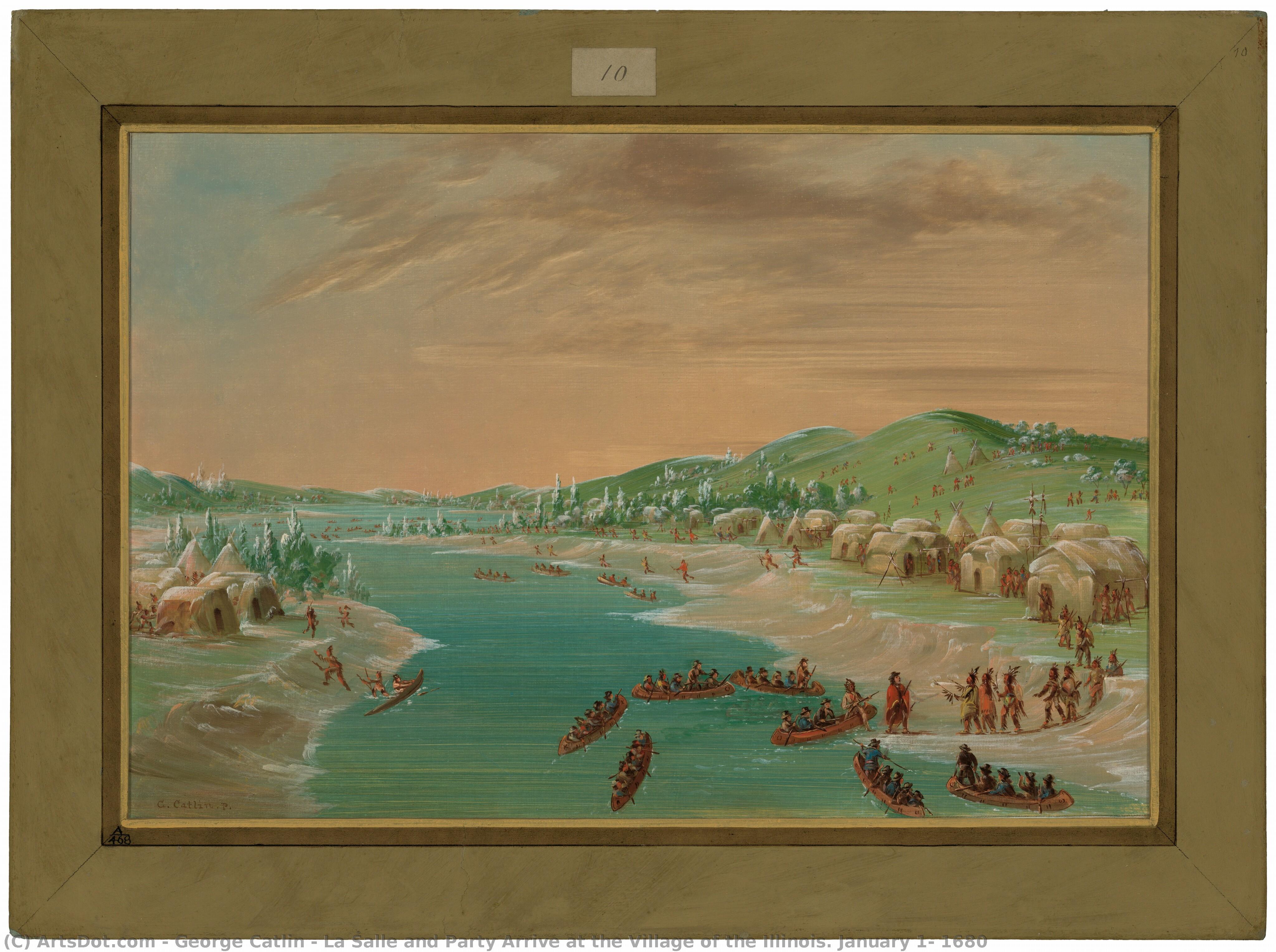La Salle And Party Arrive At The Village Of The Illinois. January 1, 1680 — George Catlin