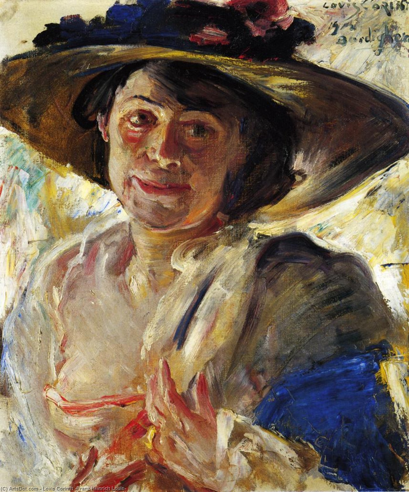 Woman In A Hat With Roses — Lovis Corinth