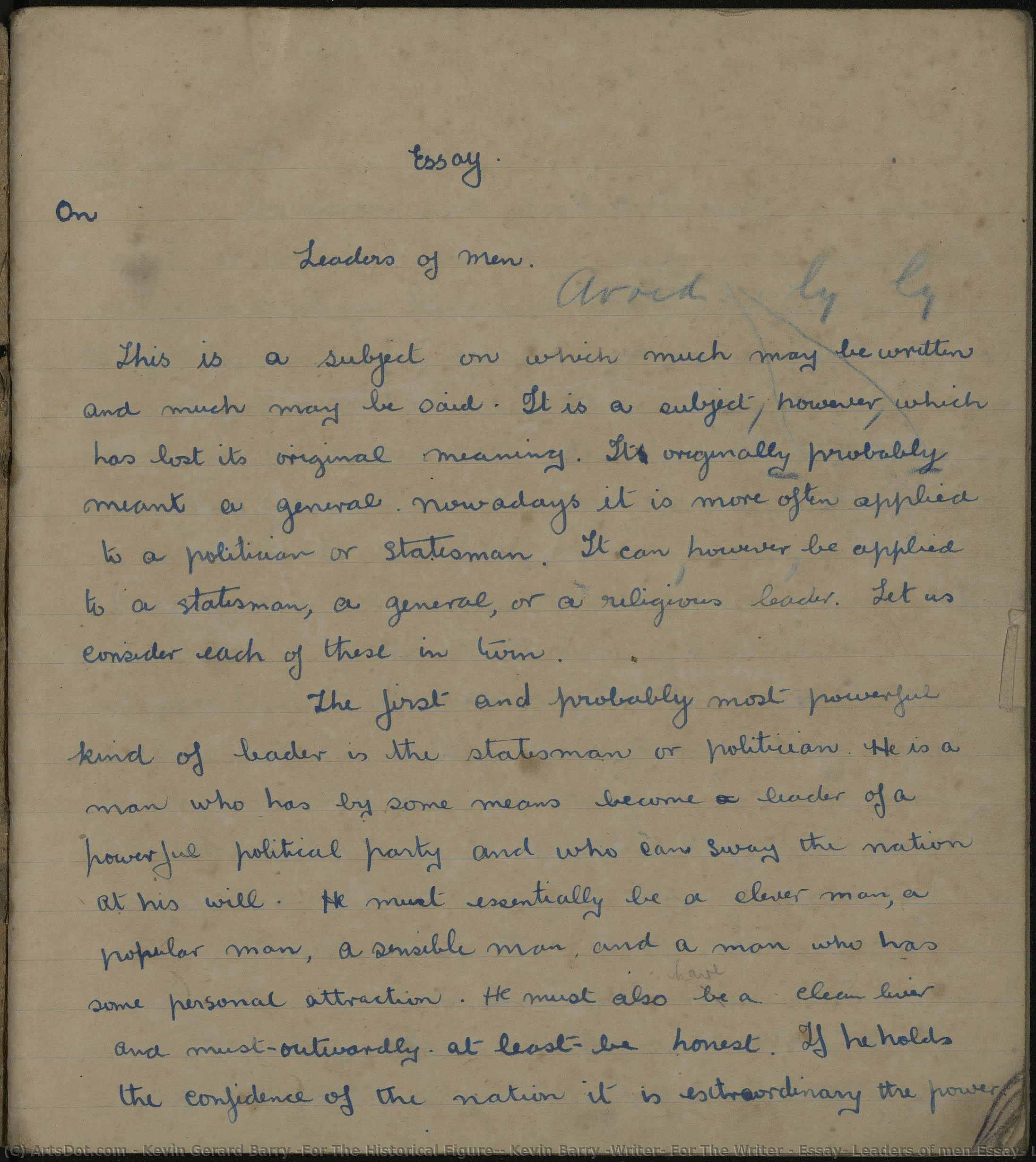 Essay: Leaders Of Men Essay: Leaders Of Men: Page 1 — Kevin Barry