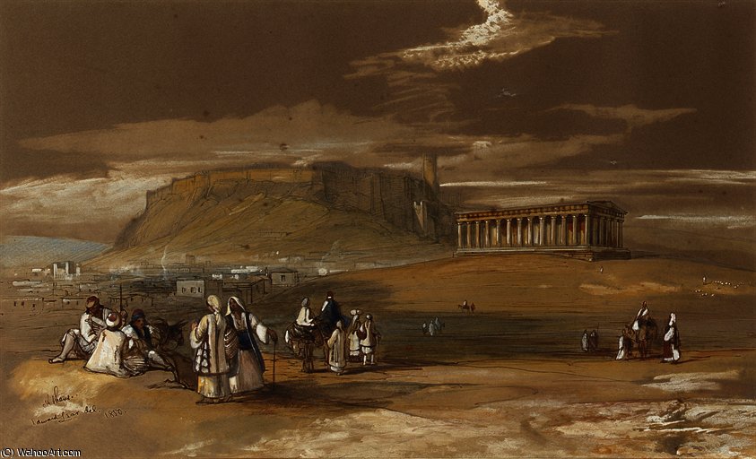 View Of The Acropolis And The Temple Of Hephaistos, Athens — Edward Lear