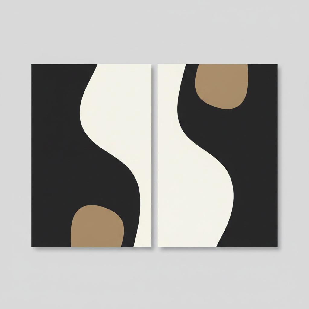 Serener Fluss Eines Unendlichen Gleichgewichts In Einem Singulären Monochromen Diptychon-meisterwerk — Laurent Fabre