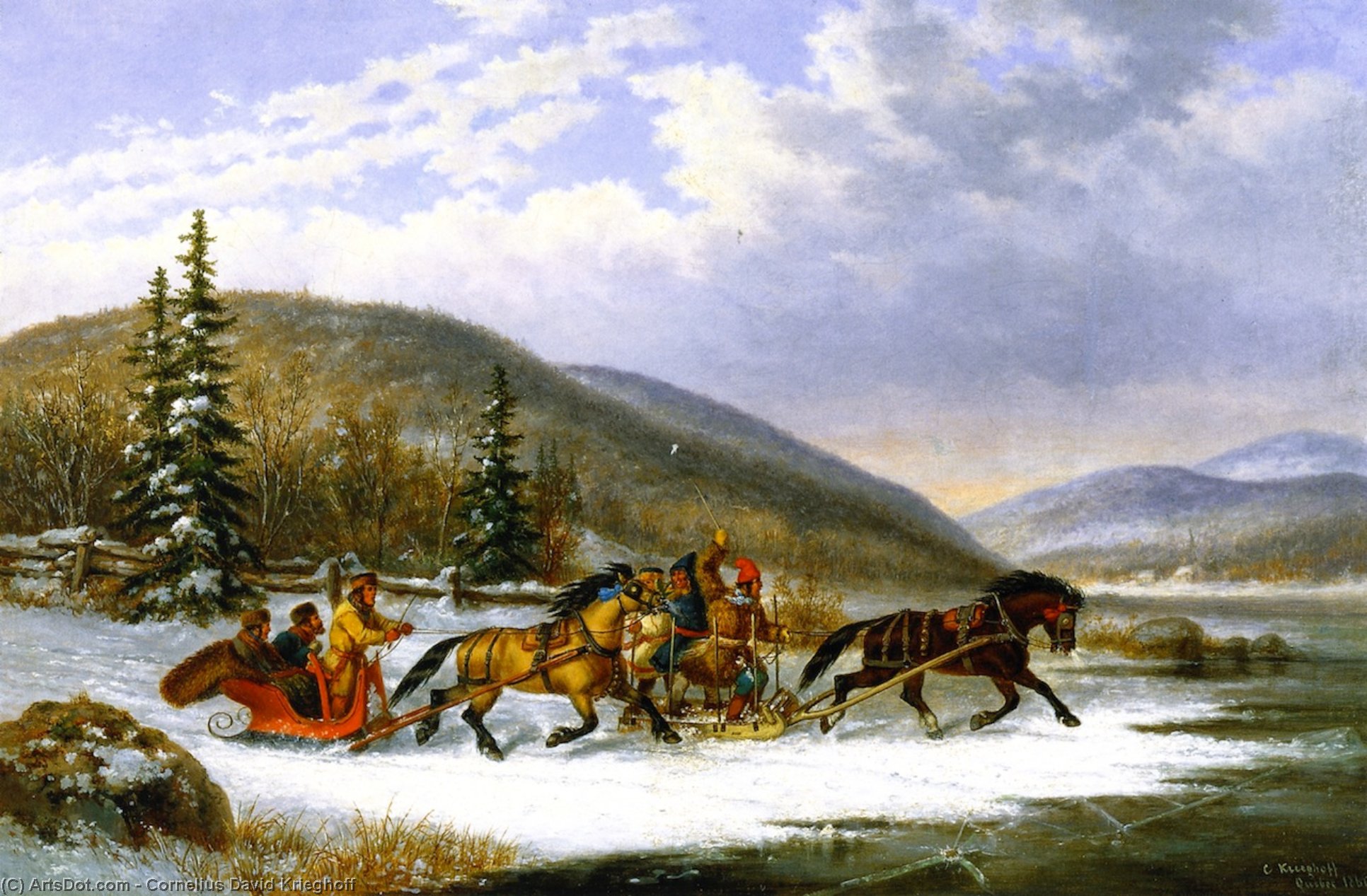 Sleigh Race Across The Ice — コーネリアス・ダービッド・クリーホフ