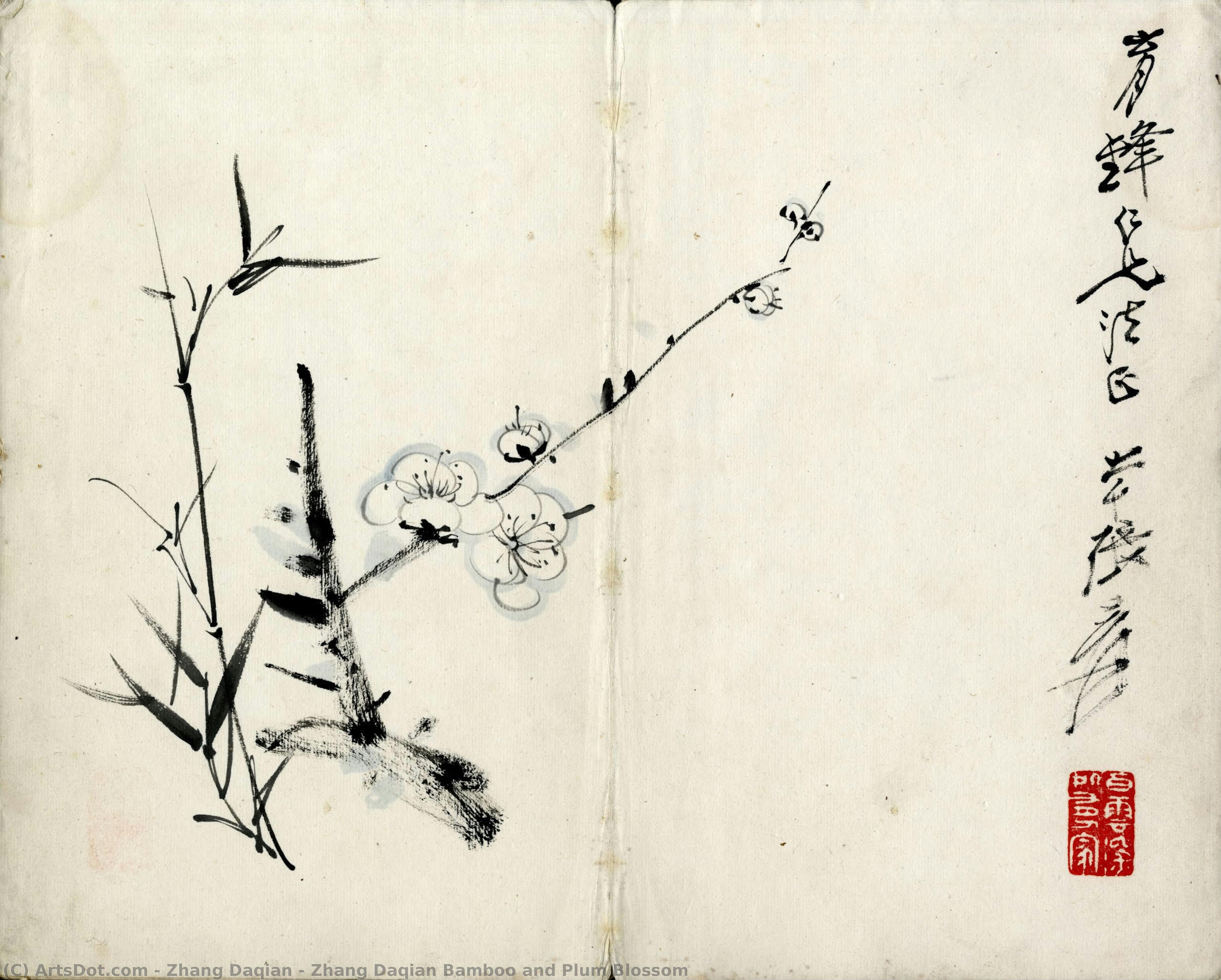 Zhang Daqian Bamboo And Plum Blossom — Zhang Daqian