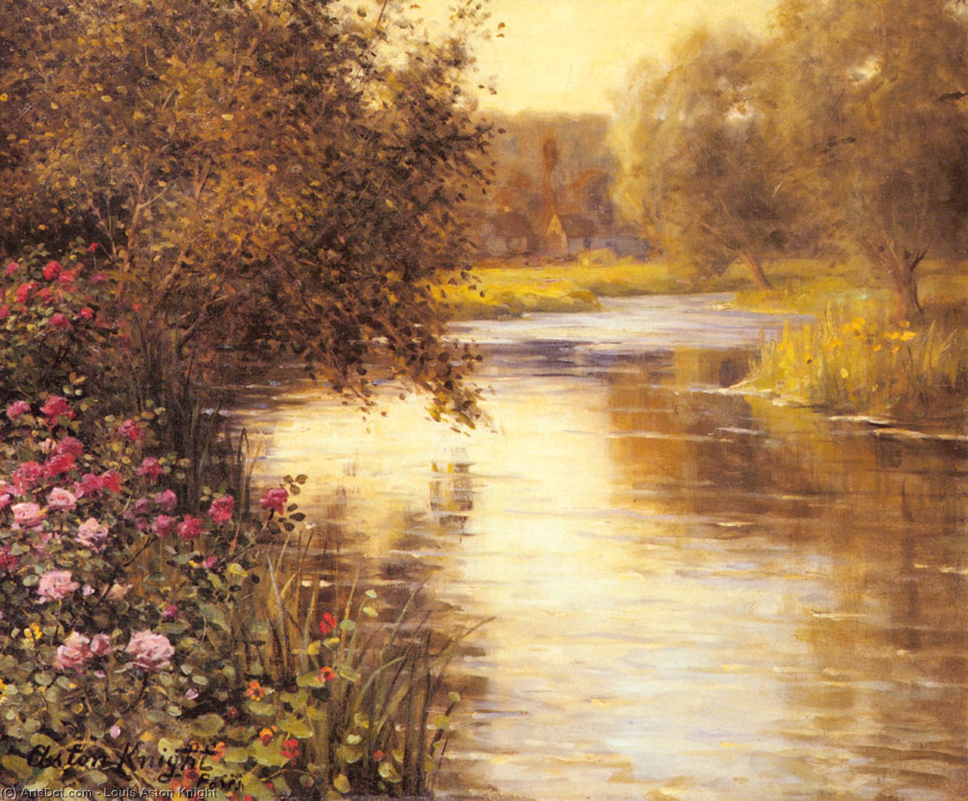 Spring Blossoms Along A Meandering River — Luis Aston Knight