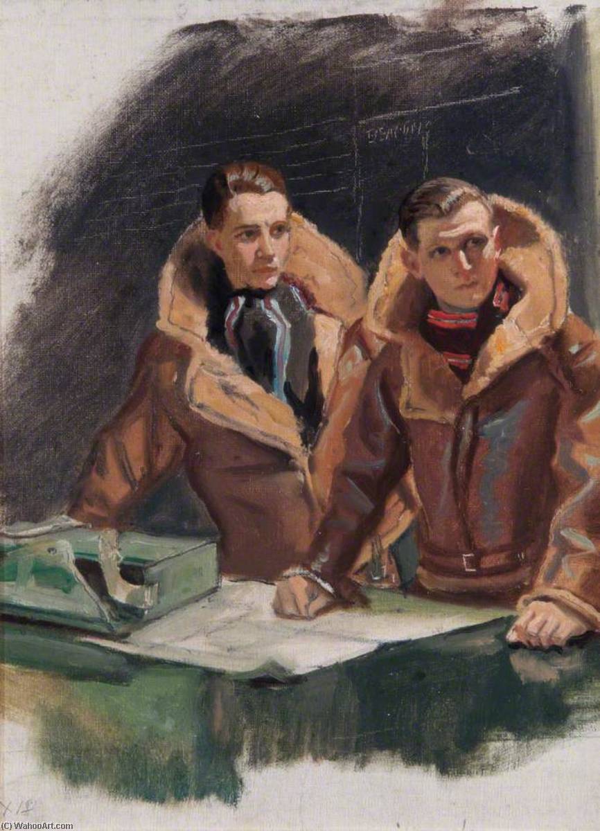 Flying Officer Badcock And Flight Lieutenant Anderson (study For 'the Briefing') — Frank O. Salisbury