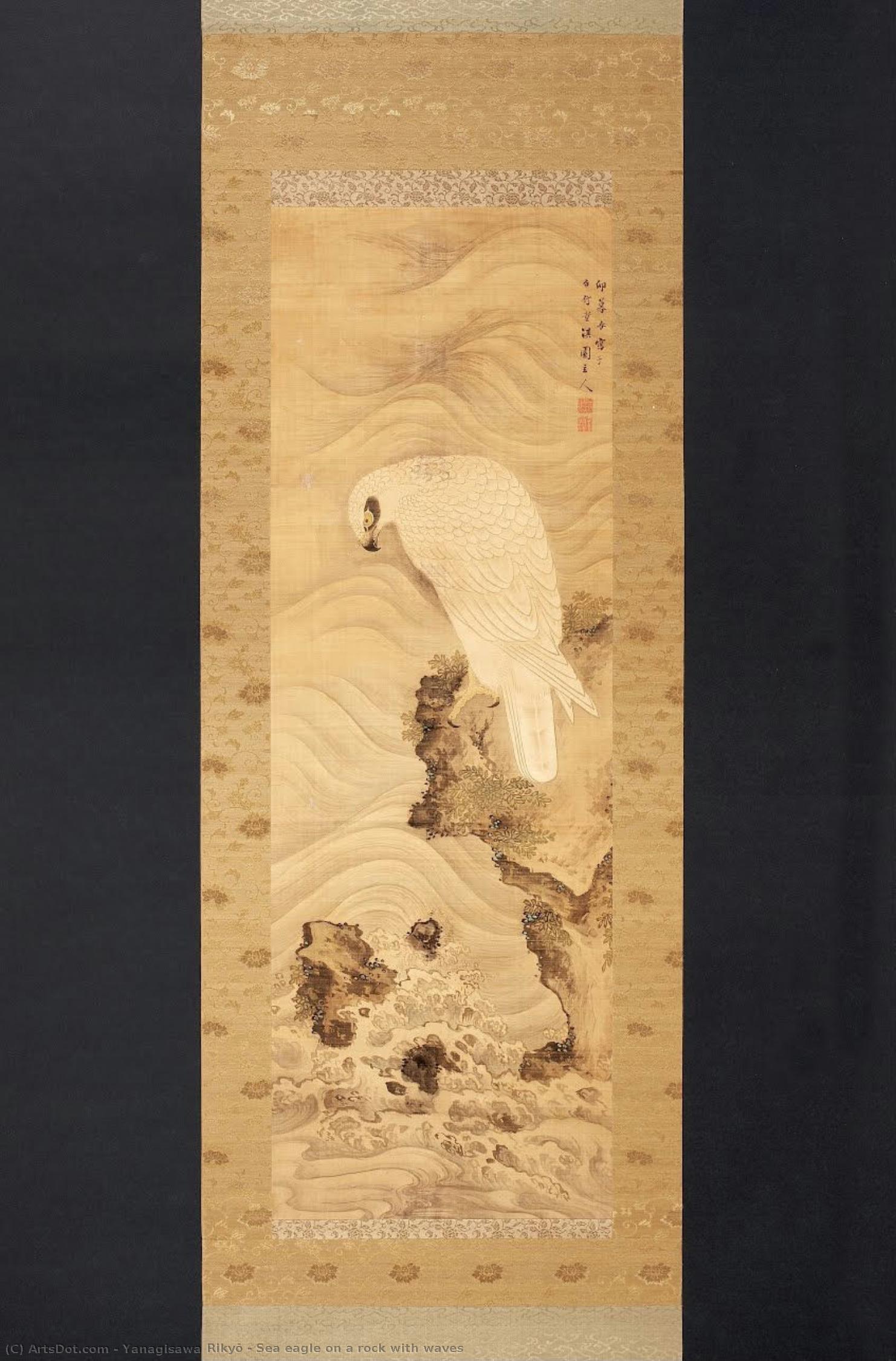 Sea Eagle On A Rock With Waves — Yanagisawa Rikyō