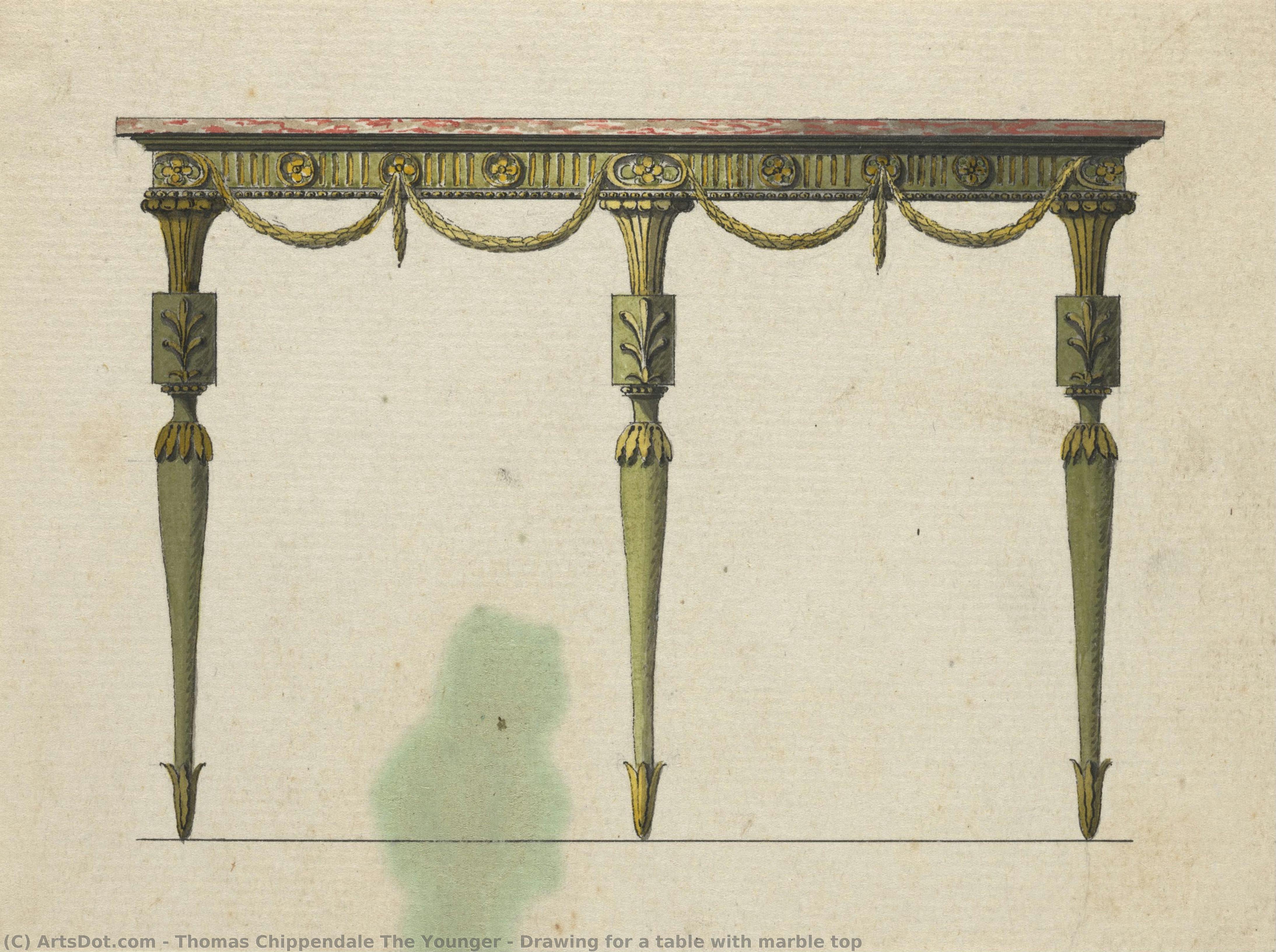 Drawing For A Table With Marble Top — Thomas Chippendale The Younger