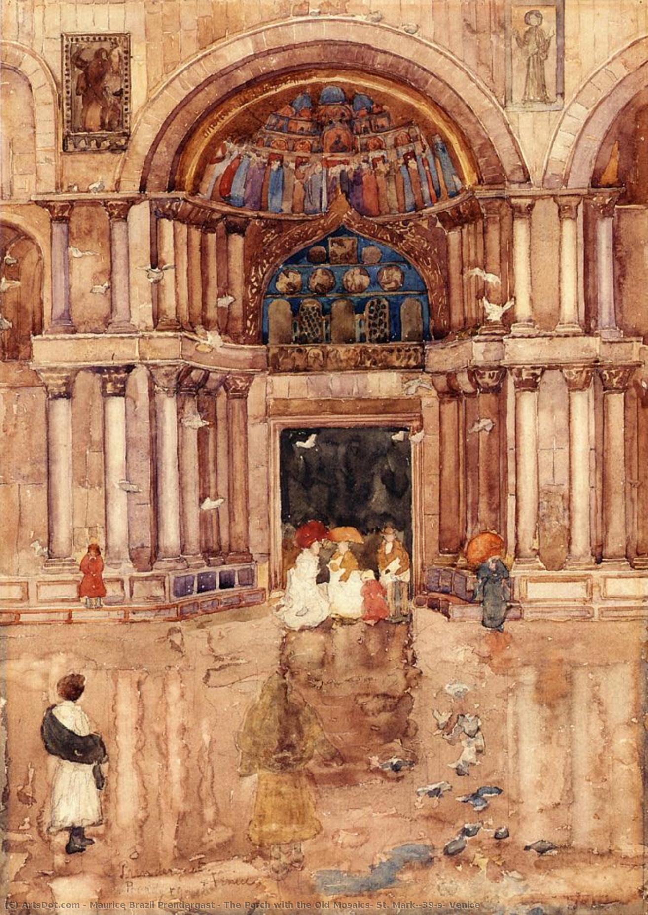 The Porch With The Old Mosaics, St. Mark's, Venice — Maurice Brazil Prendergast