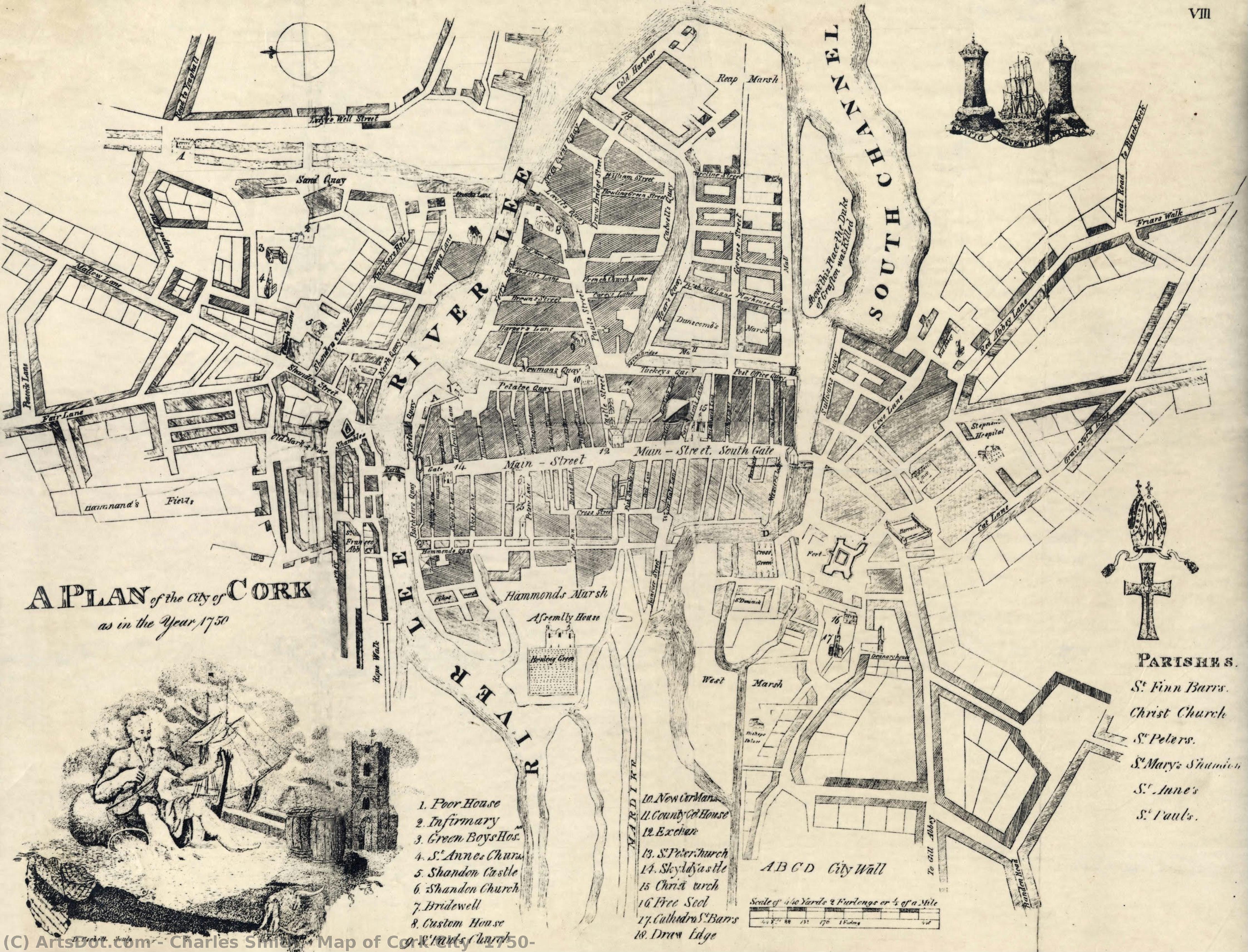 Map Of Cork City (1750) — Charles Smith