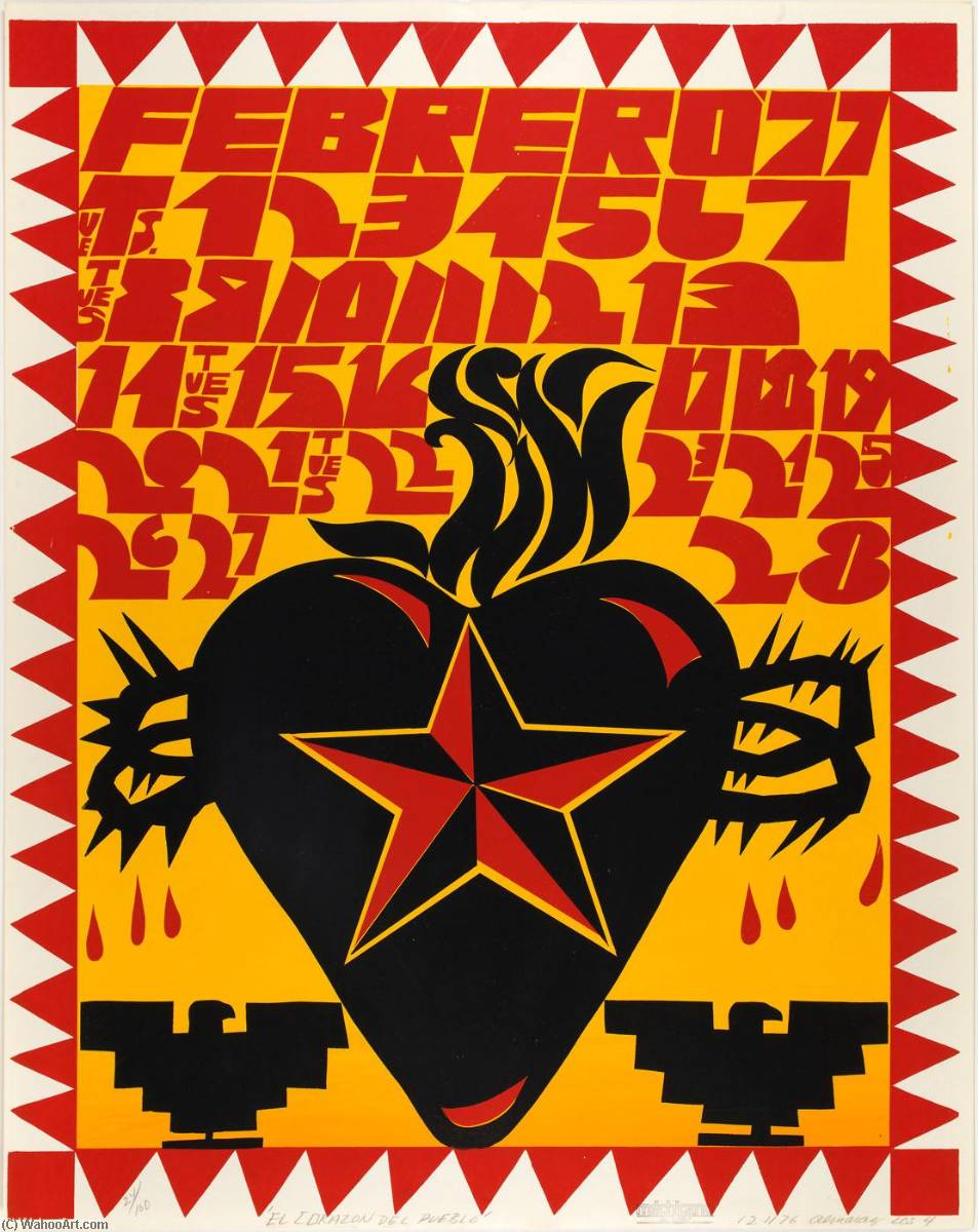 El Corazon Del Pueblo, From Méchicano 1977 Calendario — Carlos Almaraz