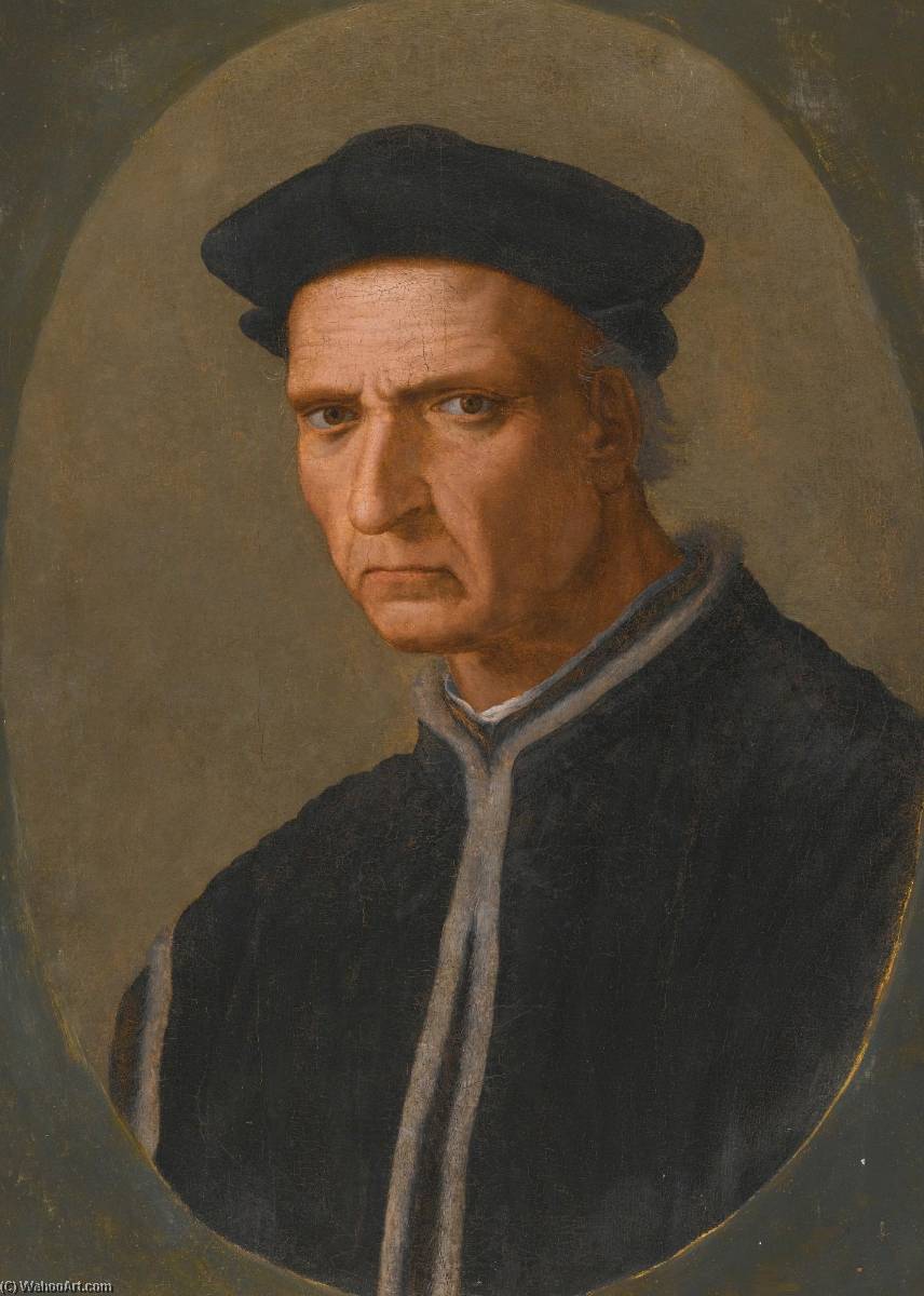 Portrait Of Piero Soderini (1450 1522), Half Length, Wearing A Black Coat And A Black Hat — Michele Di Ridolfo Del Ghirlandaio (michele Tosini)