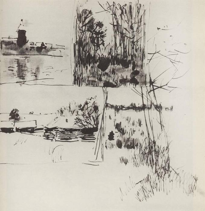 Строение У Воды. На Окраине Деревушки. — Isaak Ilyich Levitan