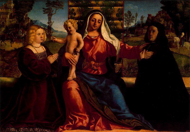 Madonna Y Niño Con Los Comisarios — Palma Il Vecchio