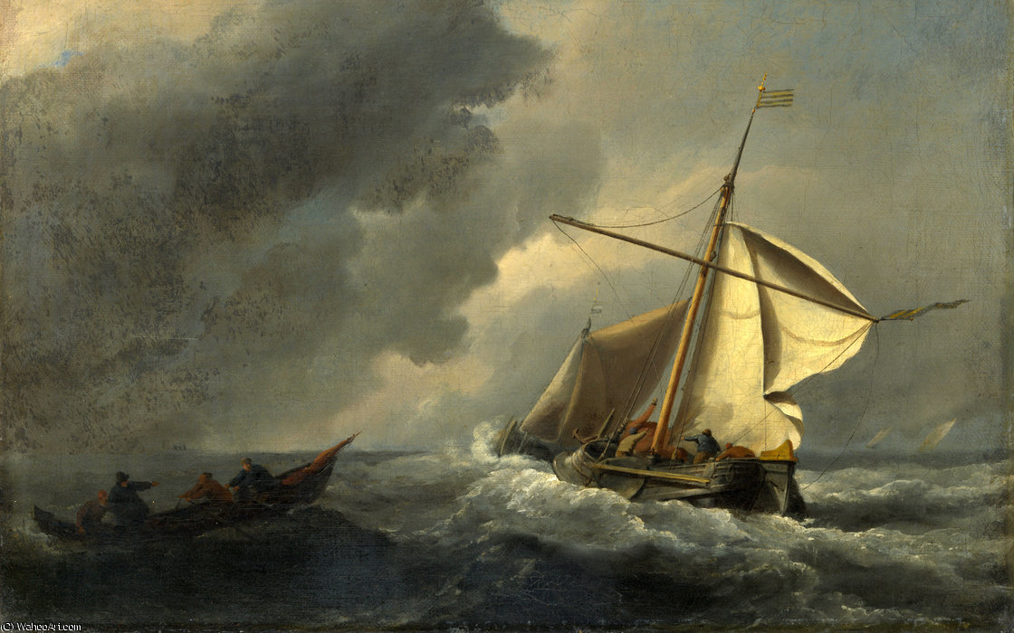 A Dutch Vessel In A Strong Breeze — Willem Van De Velde The Younger