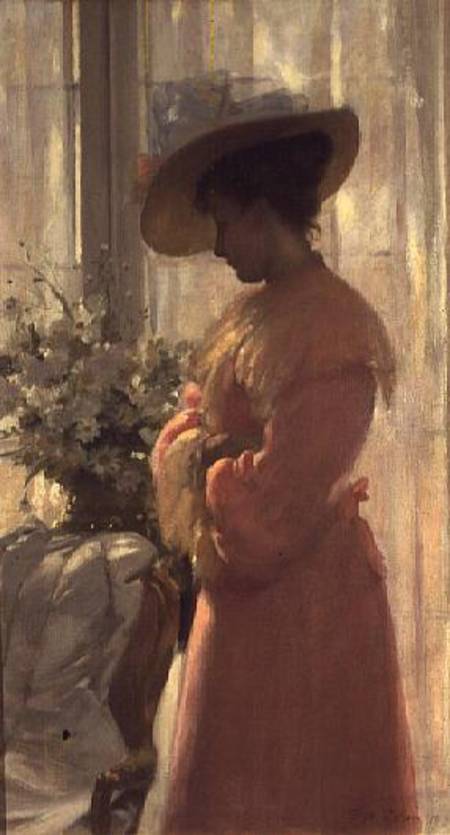 Lady In A Pink Interior — Jean Ferdinand Monchablon