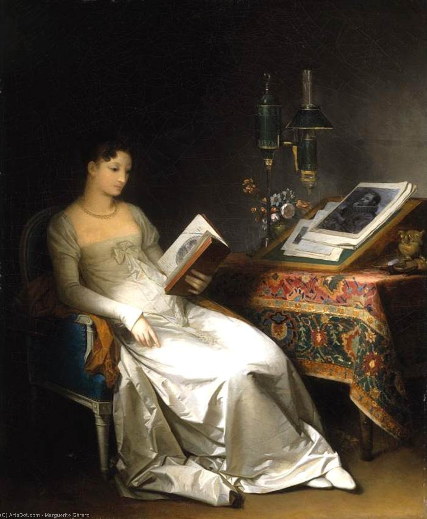 Lady Reading In An Interior — Marguerite Gérard