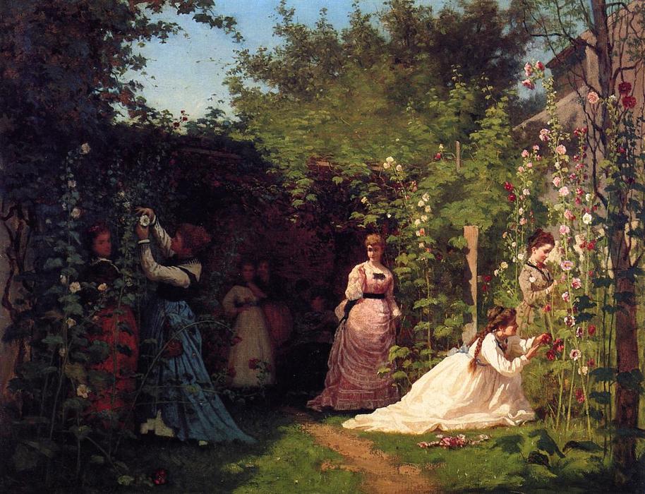 Hollyhocks — Jonathan Eastman Johnson