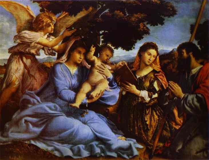Madonna With Child, St. Catherine, And St. Jacob — Lorenzo Lotto