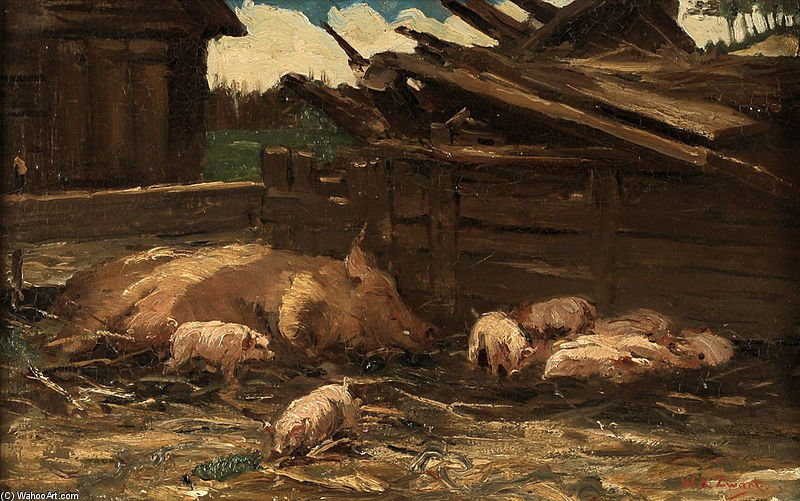 Sau Mit Frischlingen Im Verschlag — Wilhelmus Hendrikus Petrus Johannes Zwart