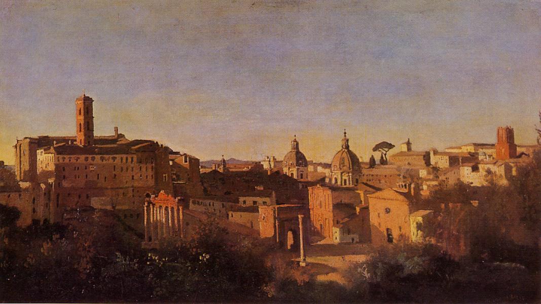 The Forum Seen From The Farnese Gardens, Evening — カミーユ・コロー