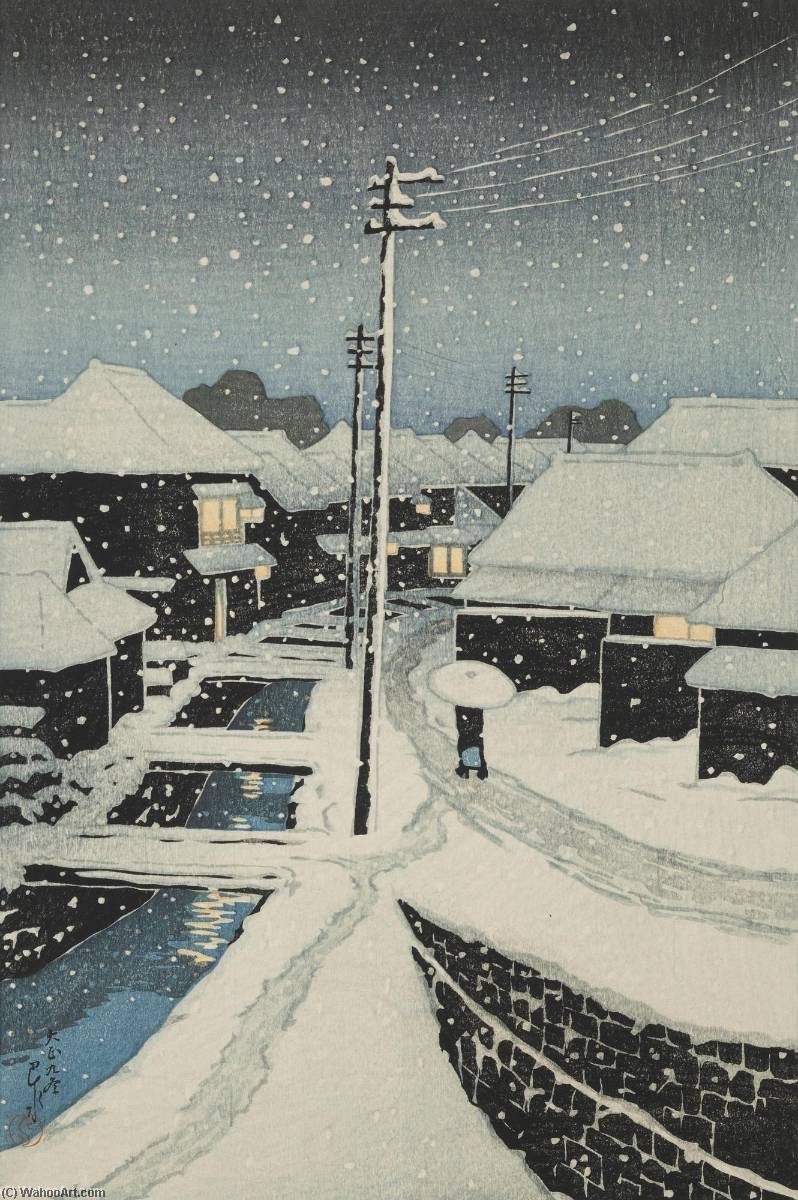 English Evening Snow At Terashima Village (yuki Ni Kururu, Terashima Mura), From The Series Twelve Subjects Of Kyoto — Hasui Kawase