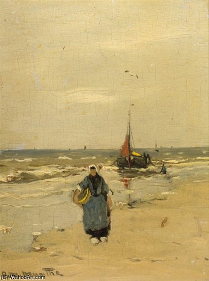 A Fisherwoman On The Beach Of Katwijk — Gerhard Arij Ludwig Morgenstje Munthe
