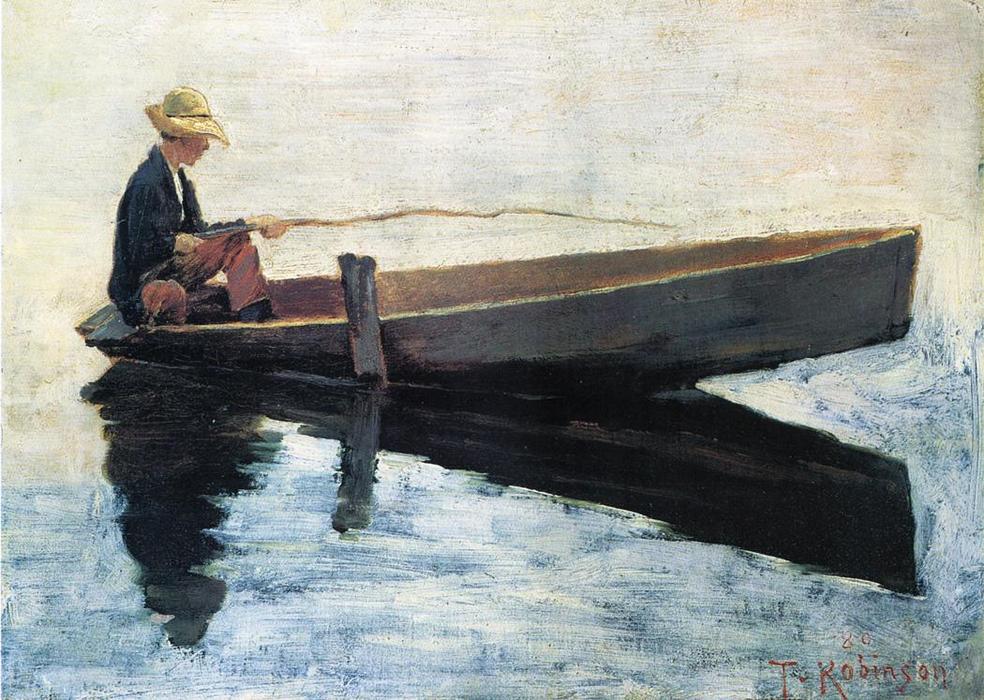 Boy In A Boat Fishing — Theodore Robinson