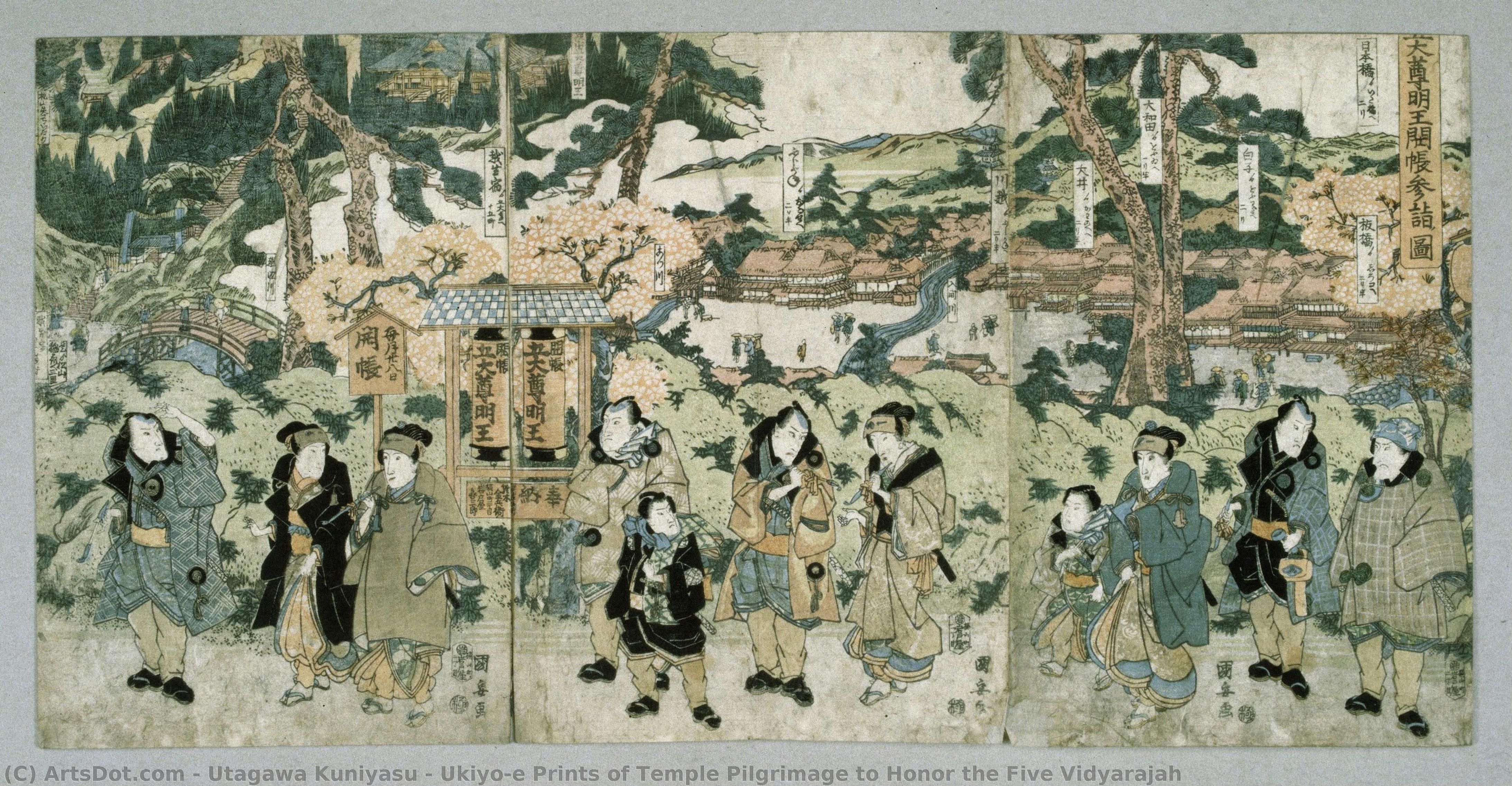 Ukiyo-e Prints Of Temple Pilgrimage To Honor The Five Vidyarajah — Utagawa Kuniyasu