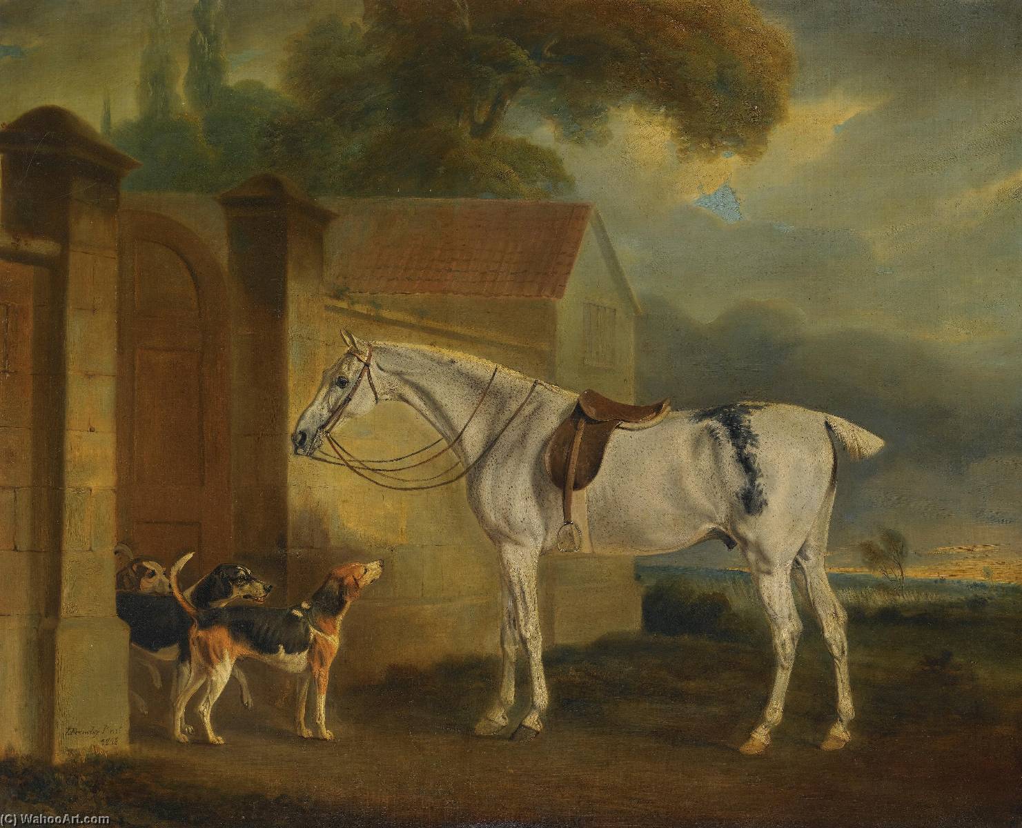 Lord Lonsdale's Fleabitten Grey Hunter, Brass , At Cottesmore With The Cottesmore Hounds — John Ferneley, Snr