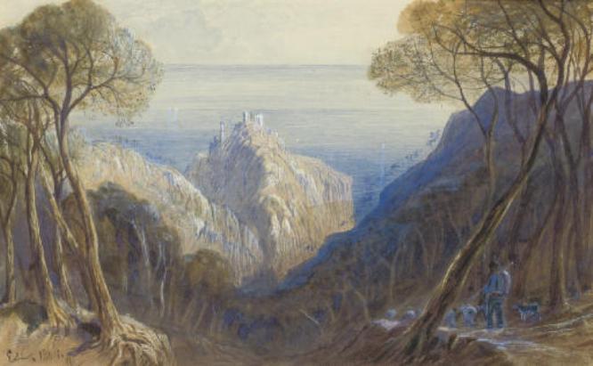 View Of Eze, Côte D'azur, France 1 — Edward Lear