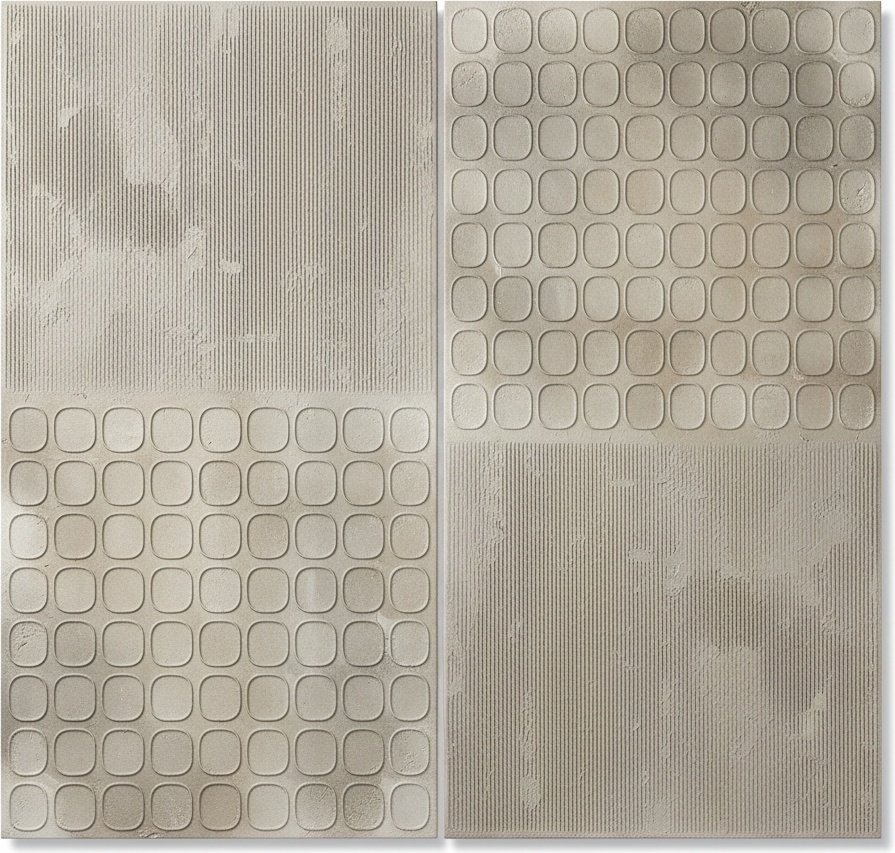 Monolithic Echoes In Sand: A Meditative Study Of Geometric Texture And Timeless Patina — David Moreau