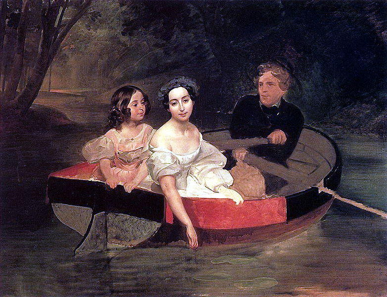 Self-portrait With Baroness Ye. N. Meller-zakomelskaya And A Girl In A Boat. (unfinished) — Karl Pavlovich Bryullov