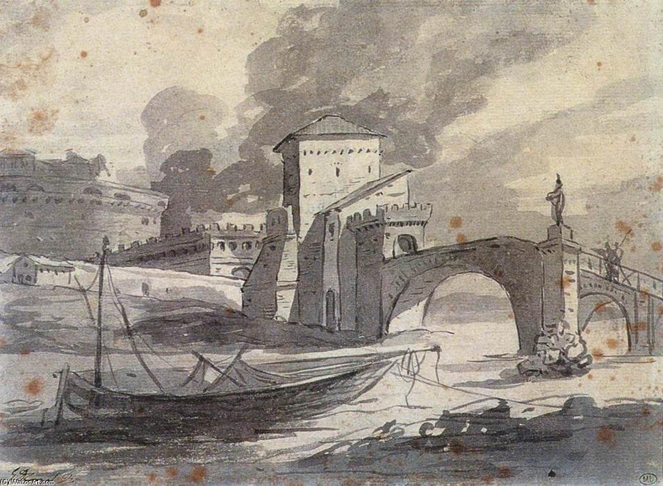 Vista Del Río Tiber Y Castel Sant'angelo — Jacques-louis David